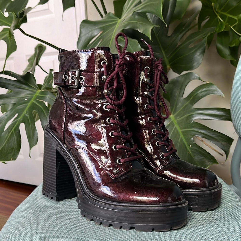 Burgundy Platform Boots